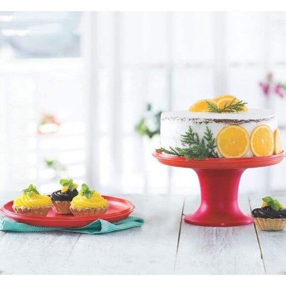 Vintage Tupperware Set Serve-It-All Pedestal Cake Pie Serving Stand - Picture 5 of 10